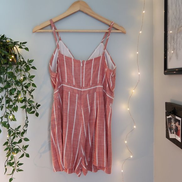 Ten Sixty Sherman Striped Pink V Neck Bow Romper - Picture 6 of 8